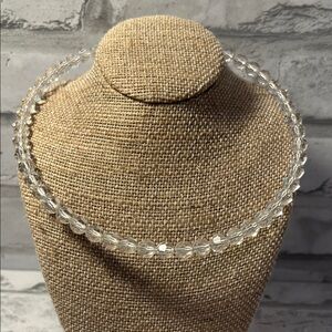 Swarovski Elegant Clear Beaded Necklace choker silvertone vintage